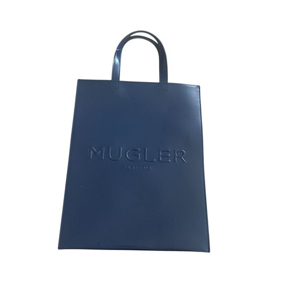 THIERRY MUGLER Blue Logo Signature Tote Bag NEW NWOT - Picture 2 of 9